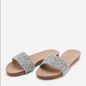 Silver Glitter slide shoes